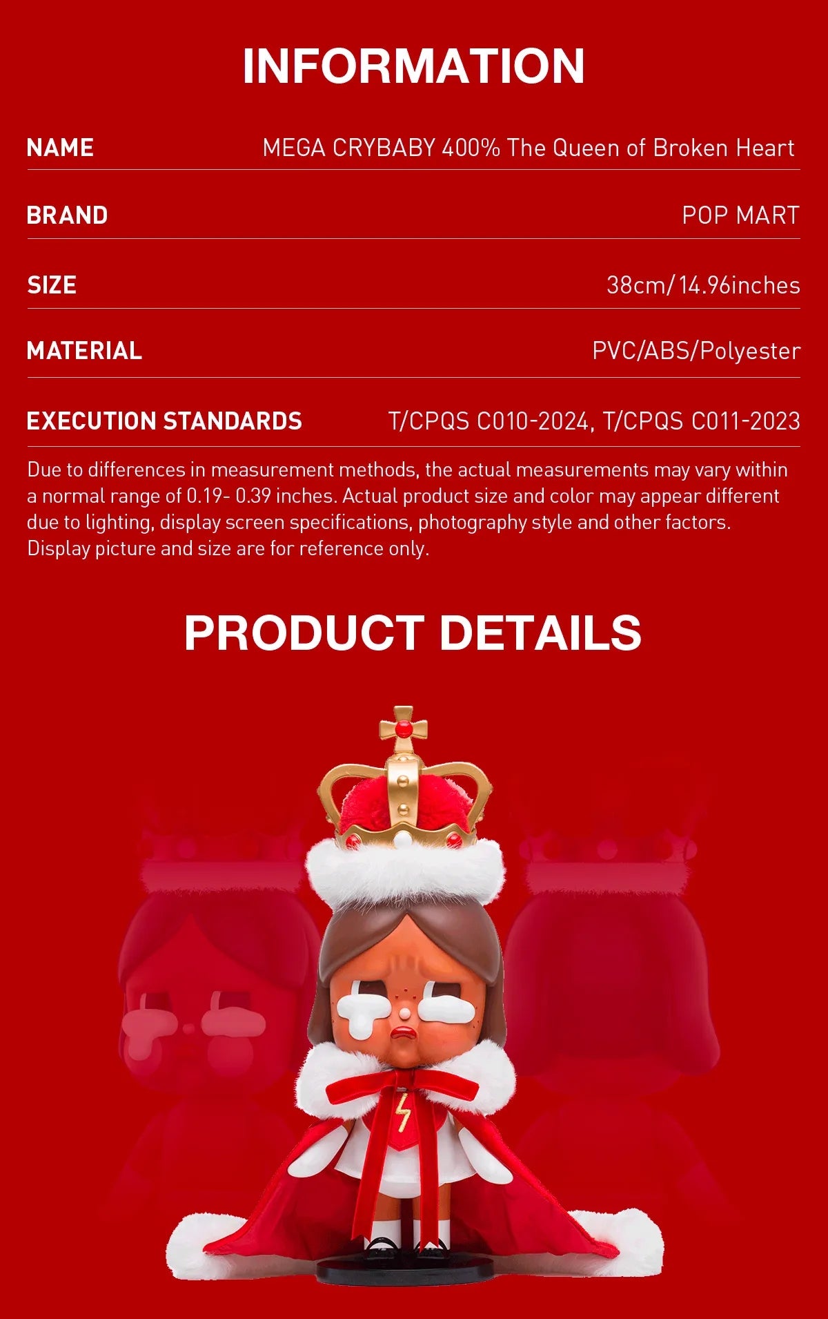 New Arrivals 100% Original POP MART MEGA CRYBABY 400% - The Queen of Broken Heart Blind Box