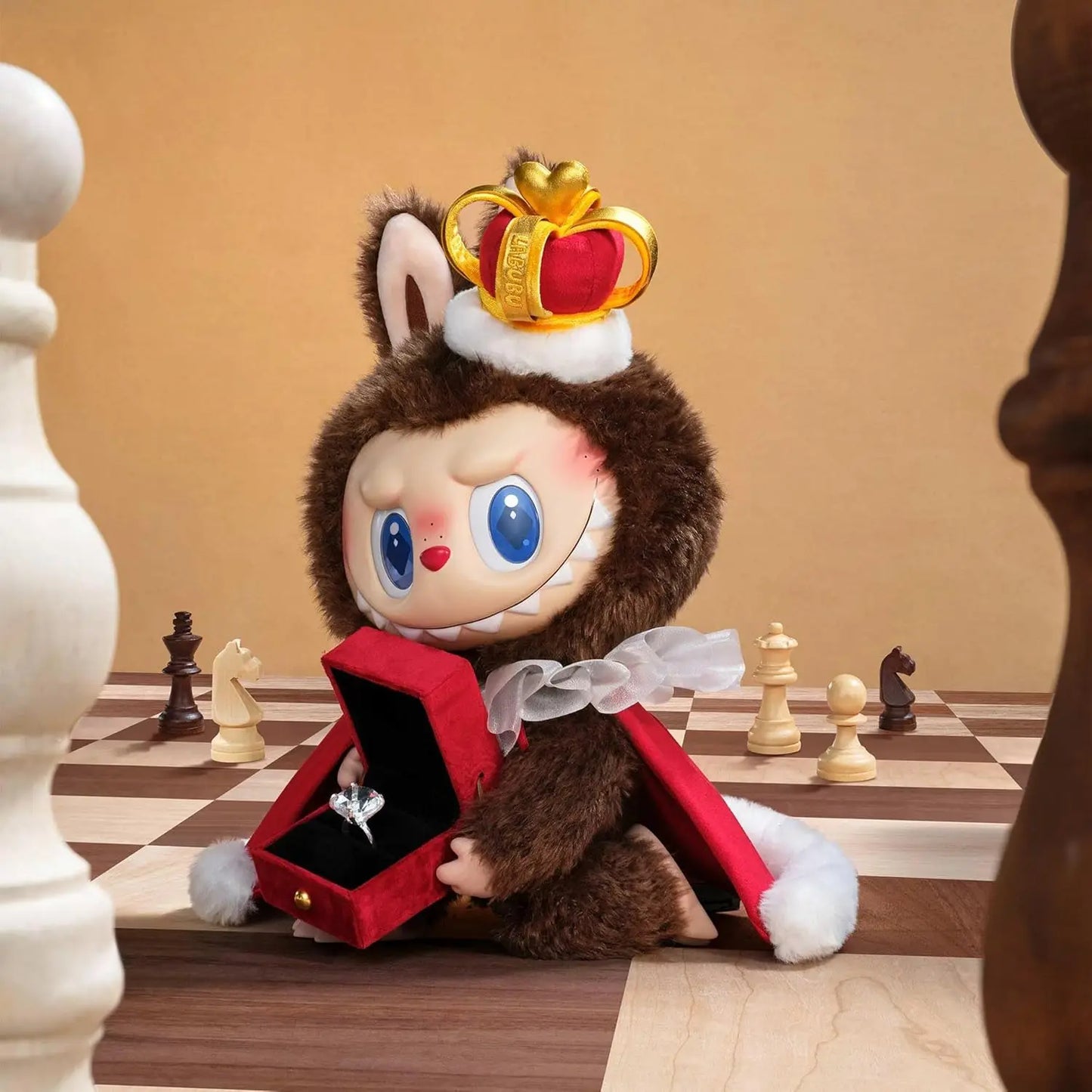 Authentic Labubu Popmart the Monsters Let's Checkmate Series King Vinyl Lovely Plush Doll