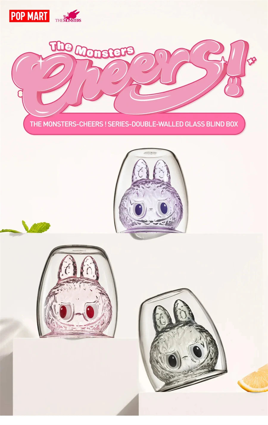Original Popmart Labubu the Monsters CHEERS SERIES Double-walled Glass Blind Box