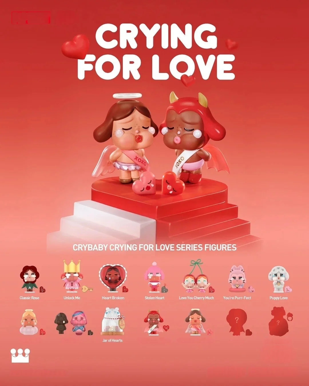 12 PCS- Original CRYBABY Popmart Crying for Love Series Mystery Boxes