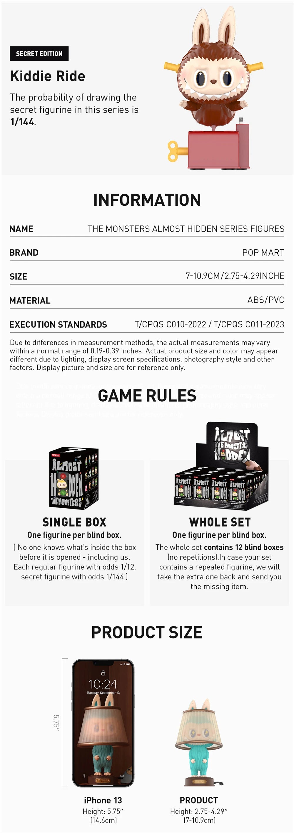 12 PCS - Popmart Authentic Labubu ALMOST HIDDEN Series -  Blind Mystery Boxes