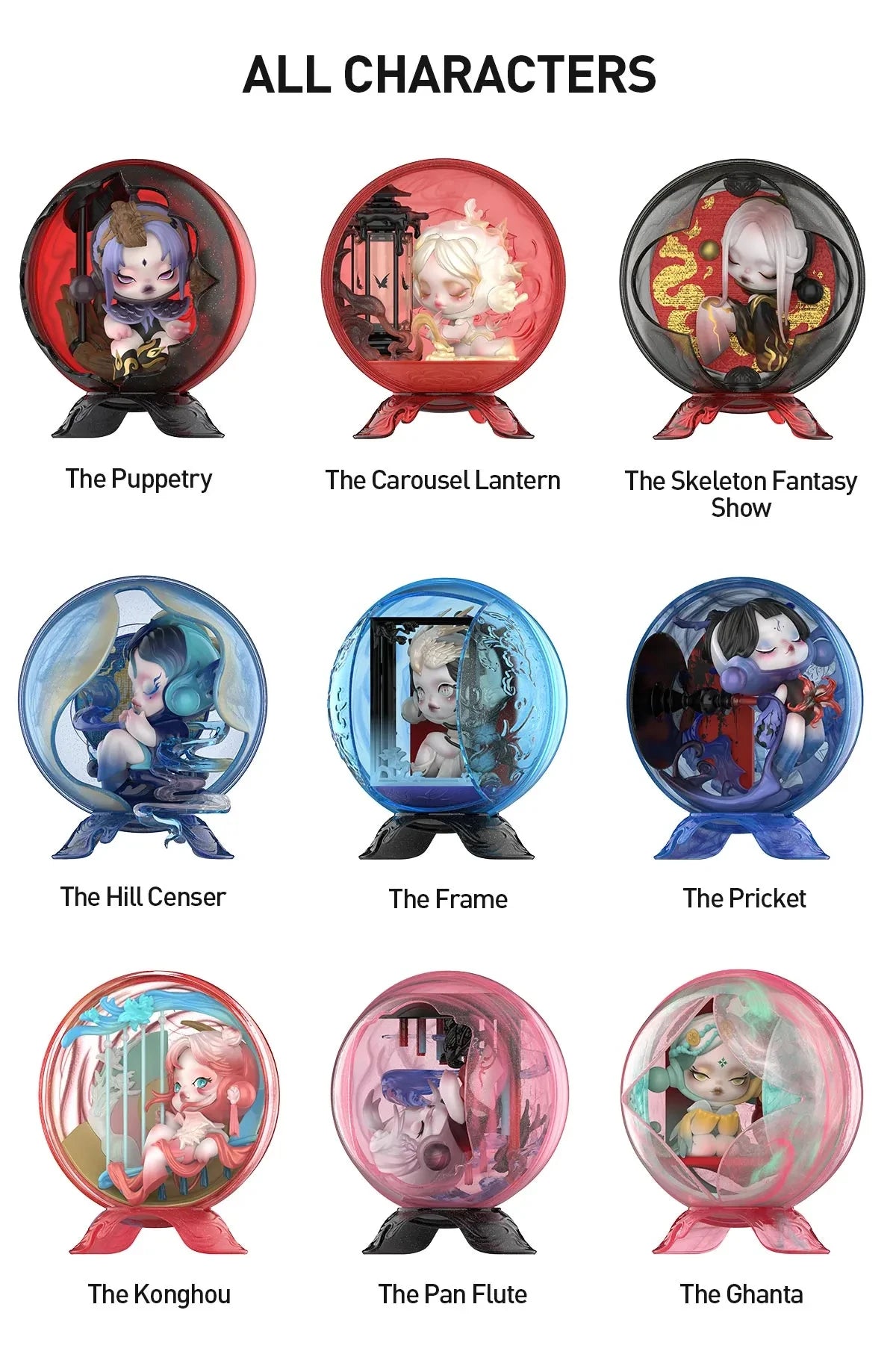9 PCS - Pop MART SKULLPANDA the Mirage Series Figures Series Mystery Box