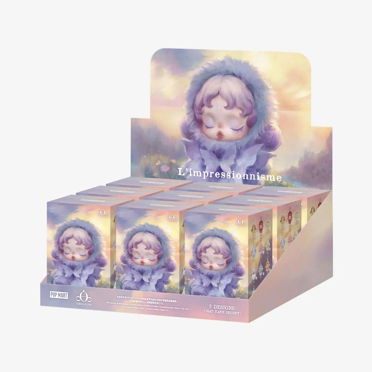 9PCS- Original Pop Mart Skullpanda L'impressionnisme Series Vinyl Pendant Plush Mystery Boxes