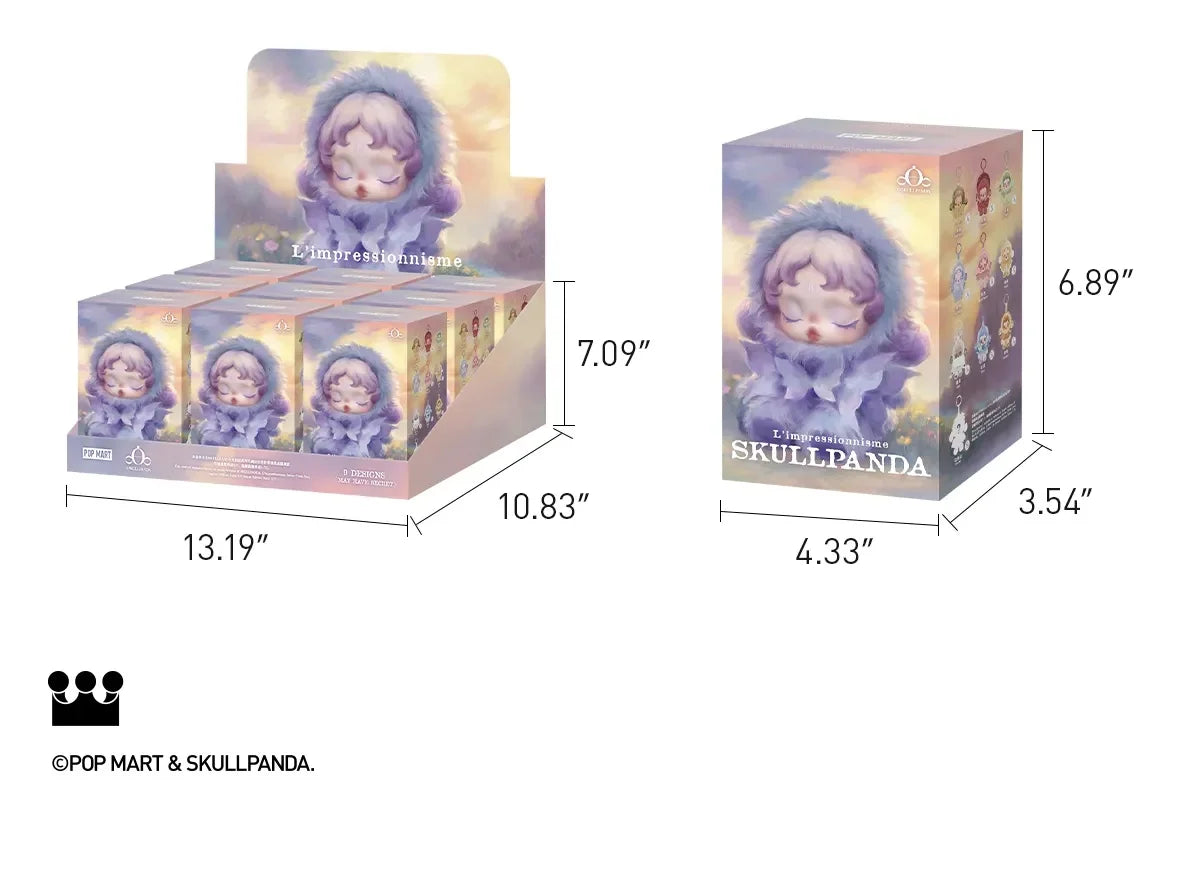 9PCS- Original Pop Mart Skullpanda L'impressionnisme Series Vinyl Pendant Plush Mystery Boxes